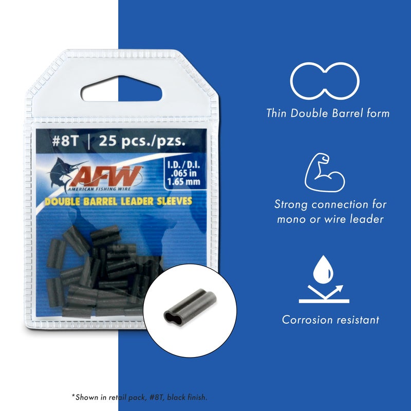 AFW American Fishing Wire Thin Wall Double Barrel Crimp Sleeves, Size #10T/.081", Black, 25 pc - Image 3
